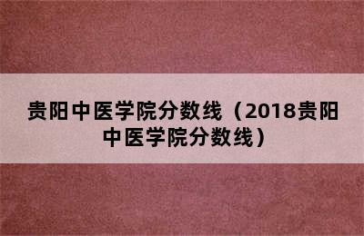 贵阳中医学院分数线（2018贵阳中医学院分数线）