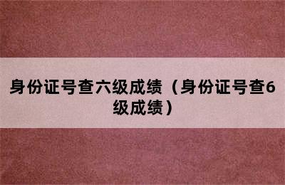 身份证号查六级成绩（身份证号查6级成绩）