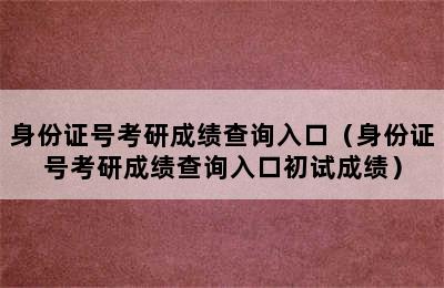 身份证号考研成绩查询入口（身份证号考研成绩查询入口初试成绩）