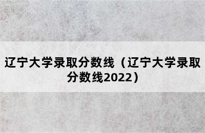 辽宁大学录取分数线（辽宁大学录取分数线2022）