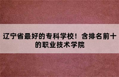 辽宁省最好的专科学校！含排名前十的职业技术学院