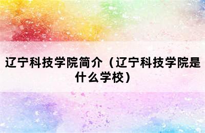 辽宁科技学院简介（辽宁科技学院是什么学校）