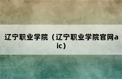 辽宁职业学院（辽宁职业学院官网aic）