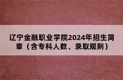 辽宁金融职业学院2024年招生简章（含专科人数、录取规则）