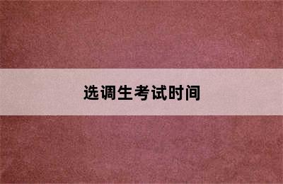 选调生考试时间