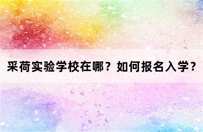 采荷实验学校在哪？如何报名入学？