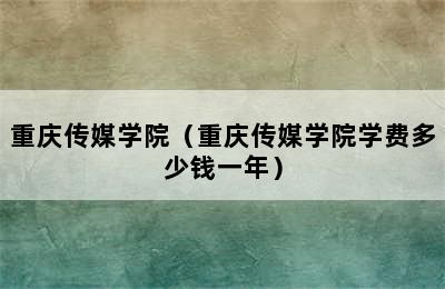 重庆传媒学院（重庆传媒学院学费多少钱一年）