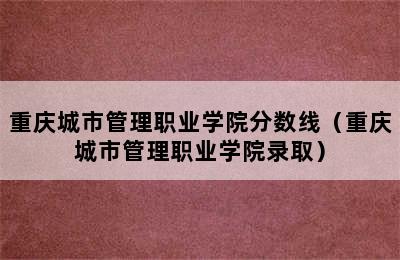 重庆城市管理职业学院分数线（重庆城市管理职业学院录取）