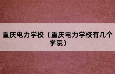 重庆电力学校（重庆电力学校有几个学院）