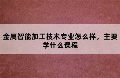 金属智能加工技术专业怎么样，主要学什么课程