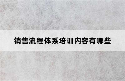 销售流程体系培训内容有哪些