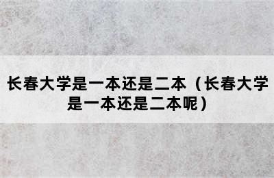 长春大学是一本还是二本（长春大学是一本还是二本呢）