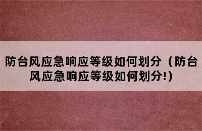 防台风应急响应等级如何划分（防台风应急响应等级如何划分!）