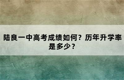 陆良一中高考成绩如何？历年升学率是多少？