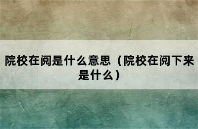 院校在阅是什么意思（院校在阅下来是什么）