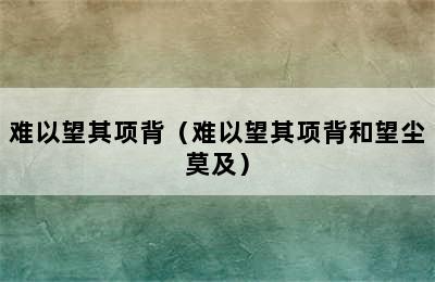 难以望其项背（难以望其项背和望尘莫及）
