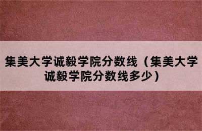 集美大学诚毅学院分数线（集美大学诚毅学院分数线多少）