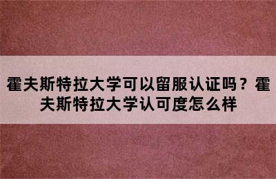 霍夫斯特拉大学可以留服认证吗？霍夫斯特拉大学认可度怎么样