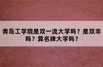 青岛工学院是双一流大学吗？是双非吗？算名牌大学吗？