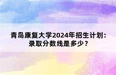 青岛康复大学2024年招生计划：录取分数线是多少？