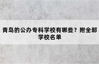 青岛的公办专科学校有哪些？附全部学校名单