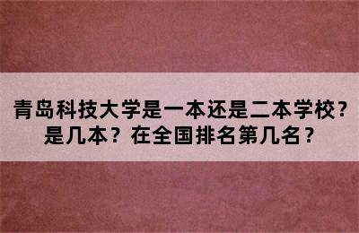 青岛科技大学是一本还是二本学校？是几本？在全国排名第几名？