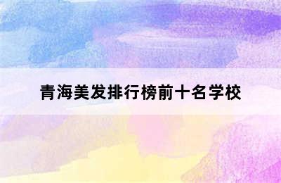 青海美发排行榜前十名学校