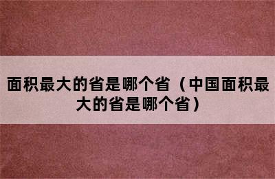 面积最大的省是哪个省（中国面积最大的省是哪个省）