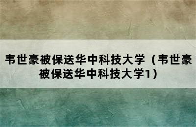 韦世豪被保送华中科技大学（韦世豪被保送华中科技大学1）