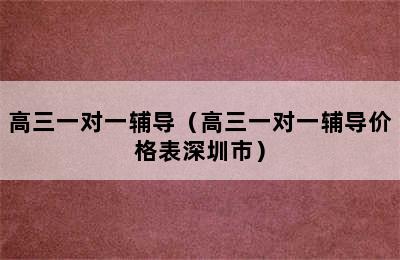 高三一对一辅导（高三一对一辅导价格表深圳市）