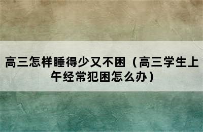 高三怎样睡得少又不困（高三学生上午经常犯困怎么办）