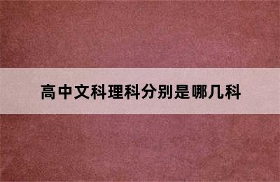 高中文科理科分别是哪几科