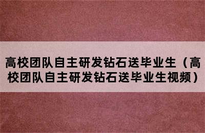 高校团队自主研发钻石送毕业生（高校团队自主研发钻石送毕业生视频）