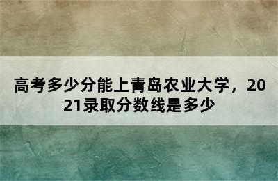 高考多少分能上青岛农业大学，2021录取分数线是多少