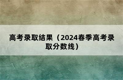 高考录取结果（2024春季高考录取分数线）