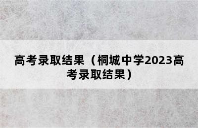 高考录取结果（桐城中学2023高考录取结果）