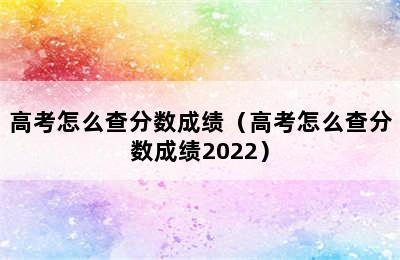 高考怎么查分数成绩（高考怎么查分数成绩2022）