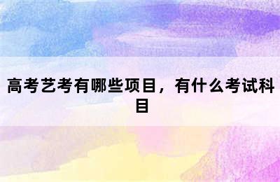 高考艺考有哪些项目，有什么考试科目