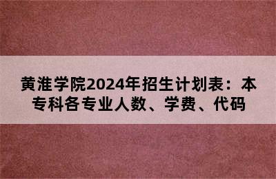 黄淮学院2024年招生计划表：本专科各专业人数、学费、代码