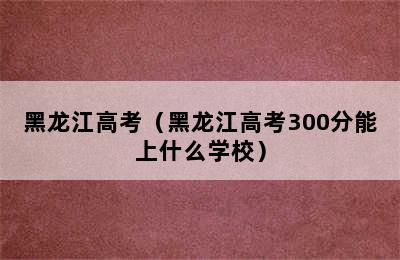 黑龙江高考（黑龙江高考300分能上什么学校）